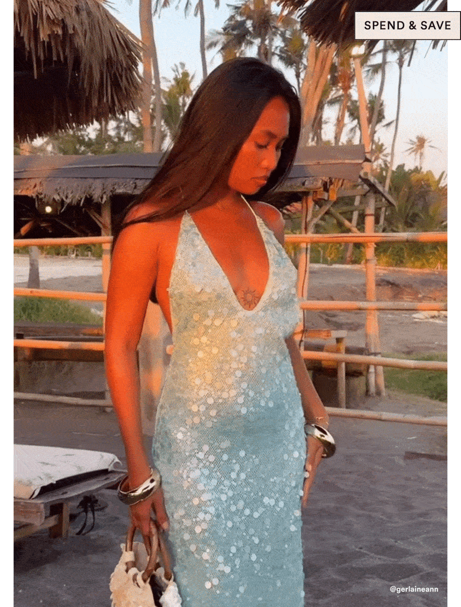 Ocean Views Sequin Maxi Dress - Blue