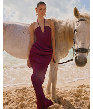 Verner Halter Maxi Dress - Plum