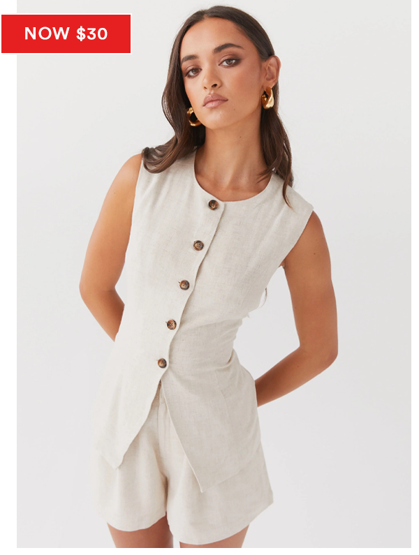 Born For Bordeaux Linen Vest - Oatmeal