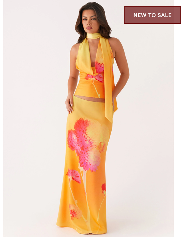 Nala Top + Marrakesh Maxi Skirt - Orange Floral