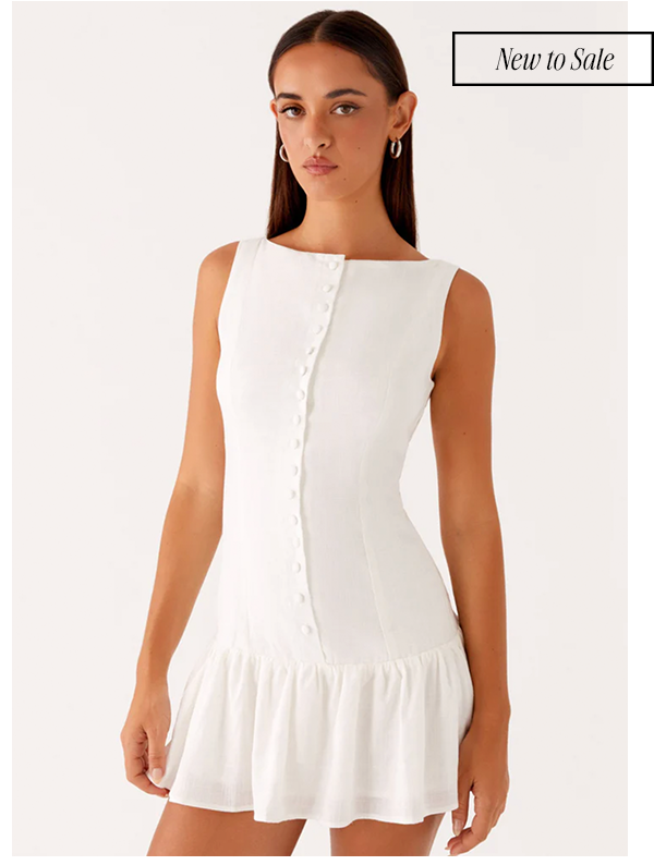 Meggie Linen Mini Dress - White