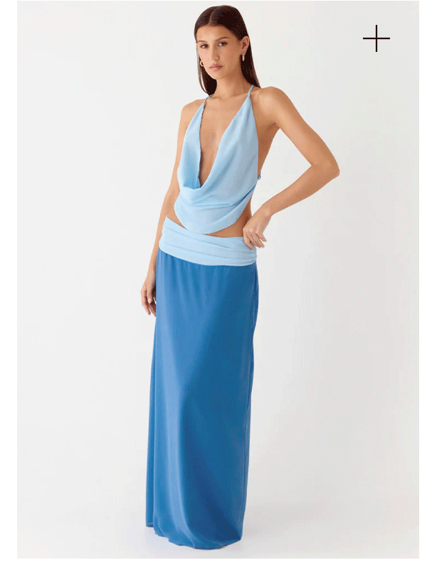 Sweet Charm Cowl Neck Top - Baby Blue