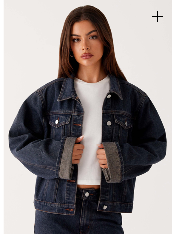 Back Again Oversized Denim Jacket - Brown Blue Acid Wash