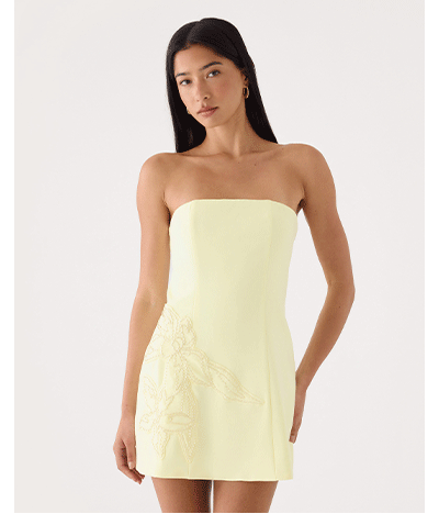Marta Strapless Mini Dress - Yellow