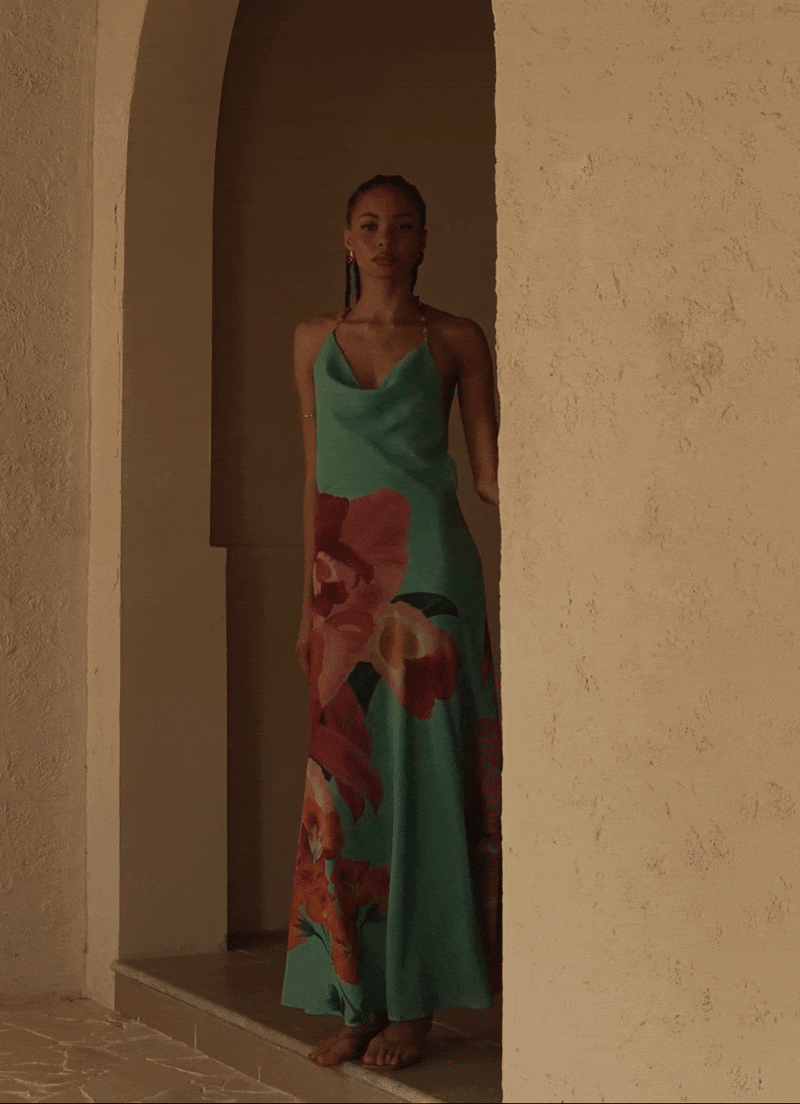 Morning Crush Cowl Maxi Dress - Green