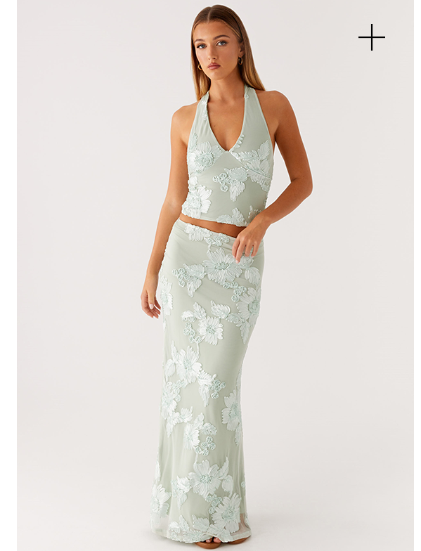 Radiate Halter Top & Maxi Skirt - Sage