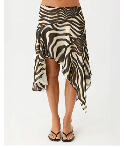 Kia Low Rise Midi Skirt - Zebra