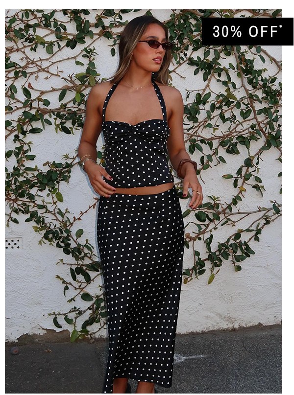 @georginascicluna Breanne Top + Midi Skirt - Black Polka Dot