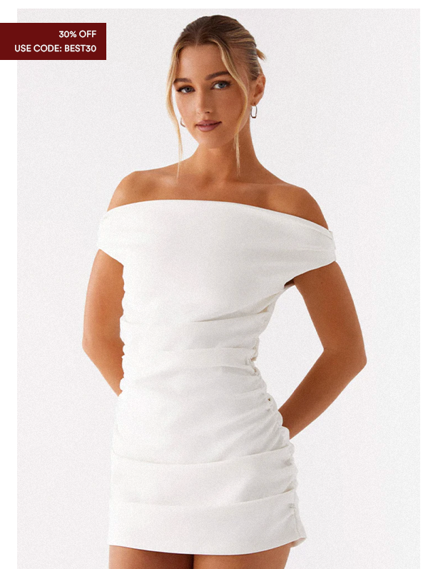 Morgan Off Shoulder Mini Dress - Ivory
