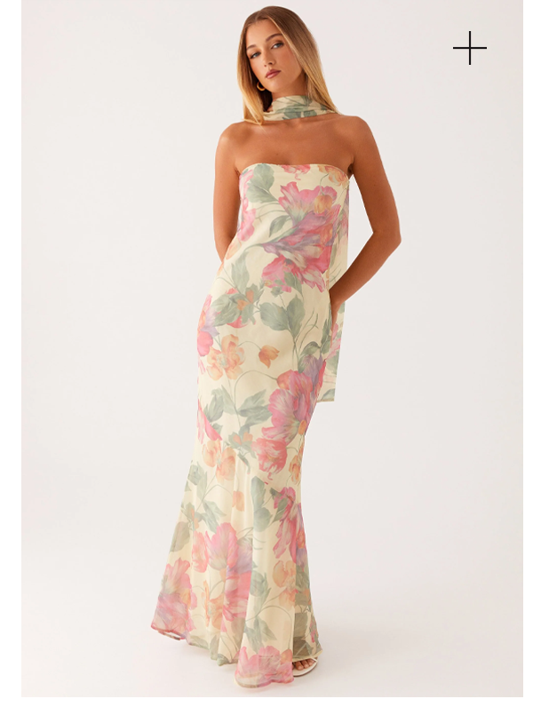 Under The Pagoda Maxi Dress - Yellow Peony