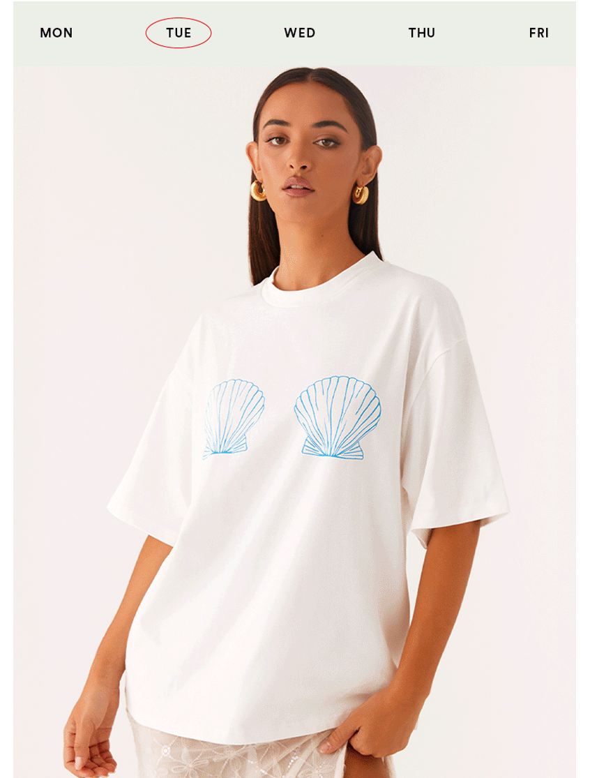  Born To Have Fun Oversized Graphic Tee - Blue Shell