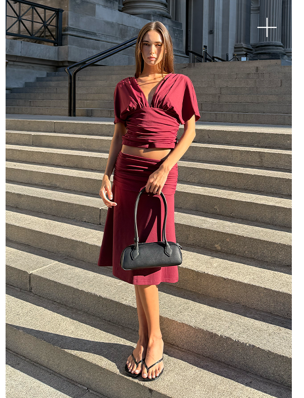Lorelei Top + Midi Skirt - Maroon