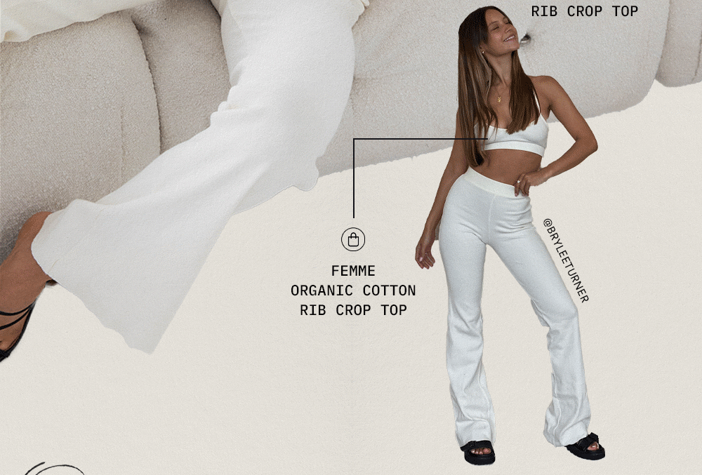 Shop Femme Organic Cotton Rib Crop Top in Ivory