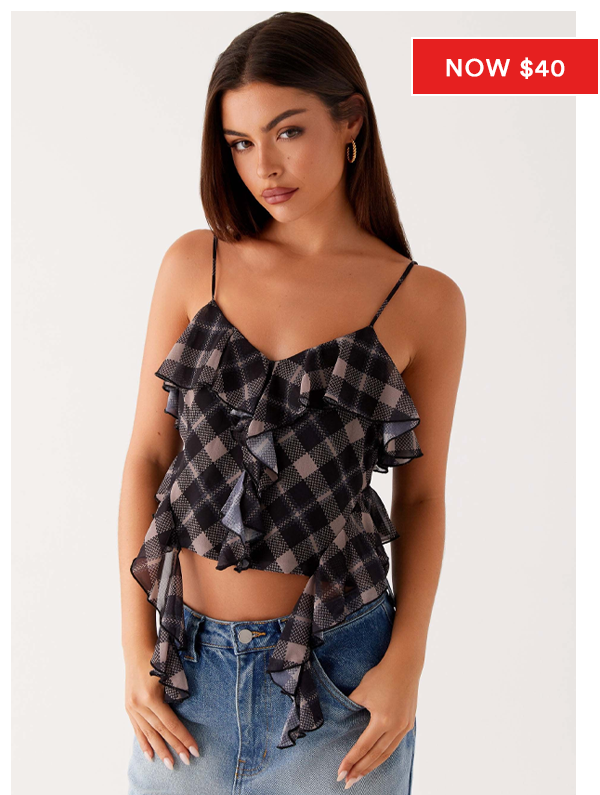 Jessie Cami Top - Taupe Check