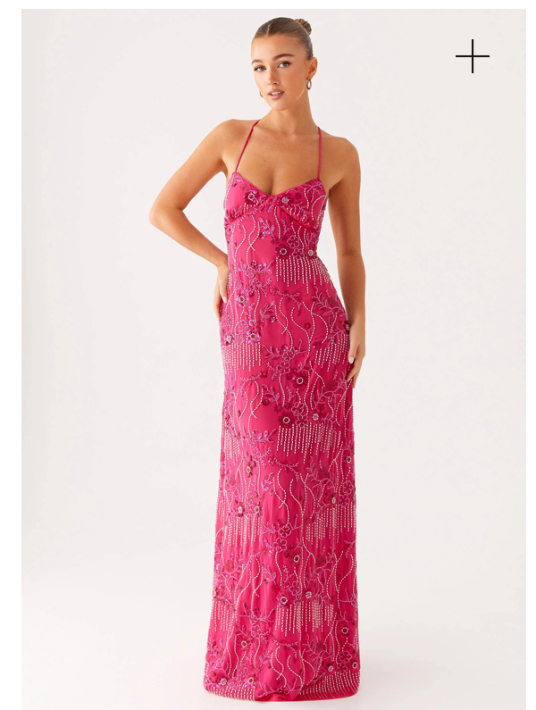 Vietta Sequin Cami Maxi Dress - Fuchsia