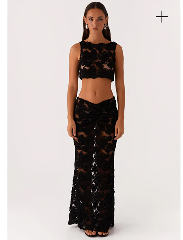 Fiorella Floret Top & Maxi Skirt - Black