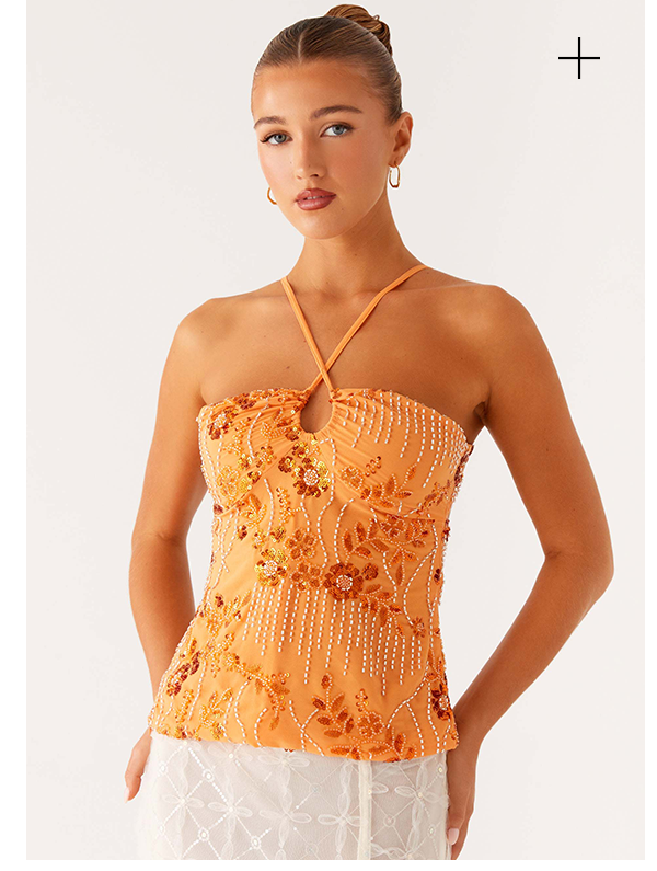 Catalina Sequin Top - Orange