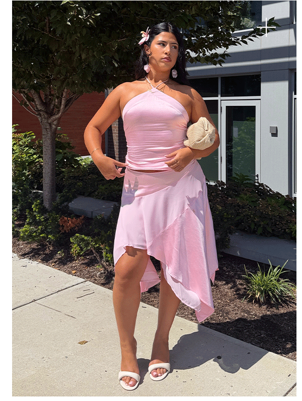 @imstefanynicole wears Klose Top and Midi Skirt - Pink