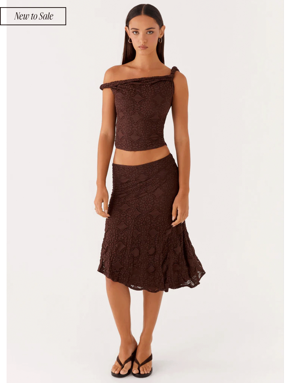 Diamond Sky Top & Midi Skirt - Chocolate