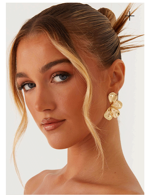 Caspian Flower Earrings - Gold