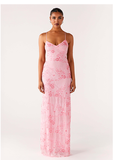 Vietta Sequin Cami Maxi Dress - Pink