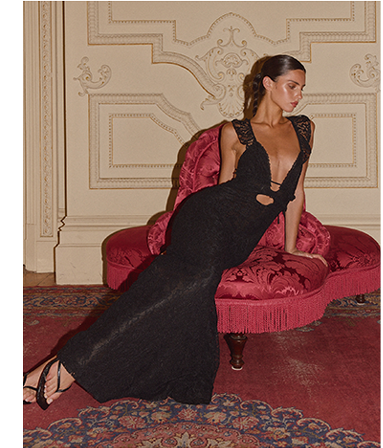 Giulia Lace Maxi Dress - Black
