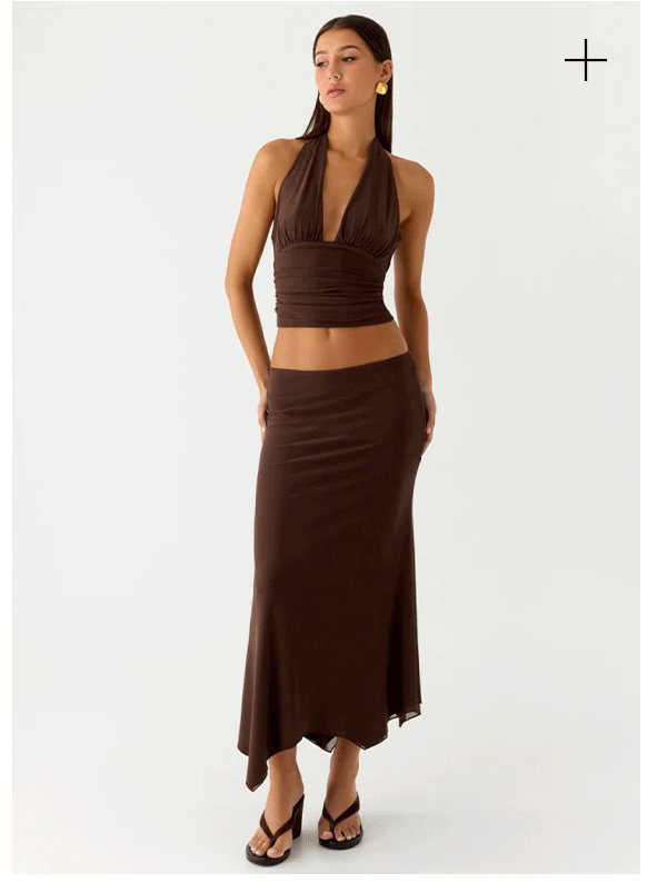 Kerrie Halter Top & Hanky Midi Skirt - Chocolate