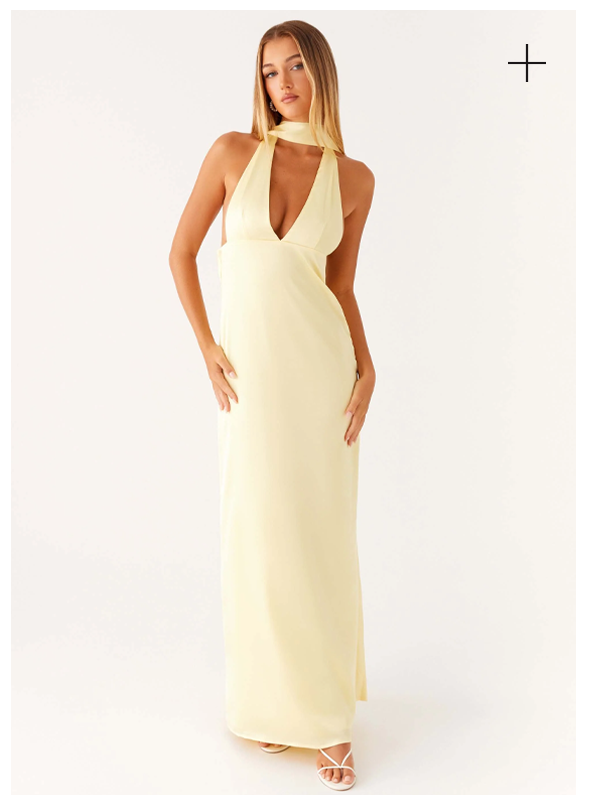 Alicia Satin Halter Maxi Dress - Yellow