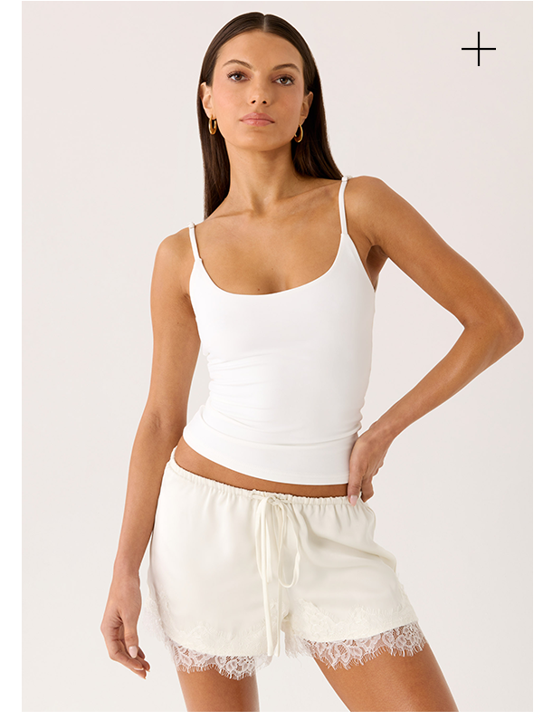 Tarina Lace Trim Shorts - Ivory