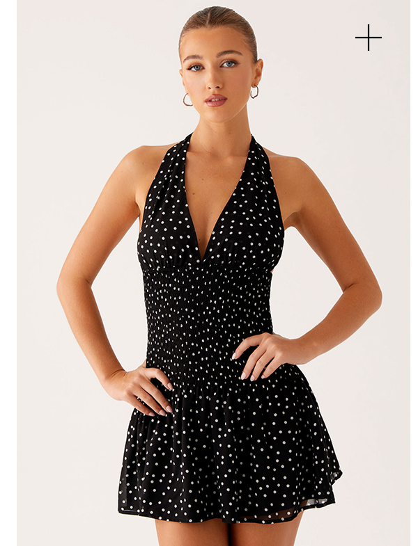 Holden Mini Dress - Black Polka Dot        