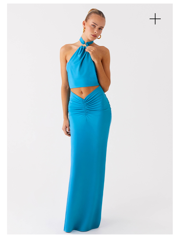 Chiquita Halter Maxi Dress - Turquoise Blue