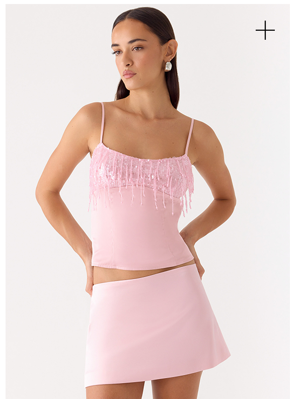 Siren Beaded Sequin Top - Pink