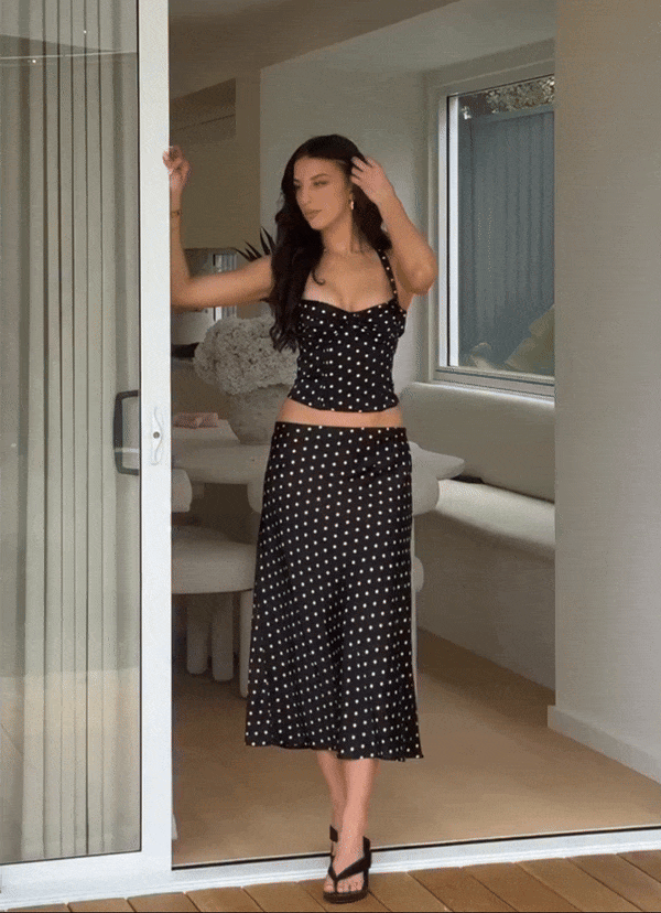 Breanne Top - Black Polka Dot