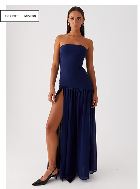 Eden Strapless Maxi Dress - Navy