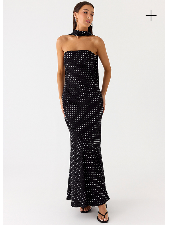 Under The Pagoda Maxi Dress - Black Polkadot