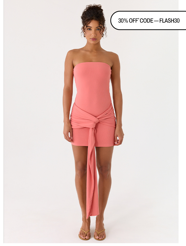Jiliana Strapless Mini Dress- Coral