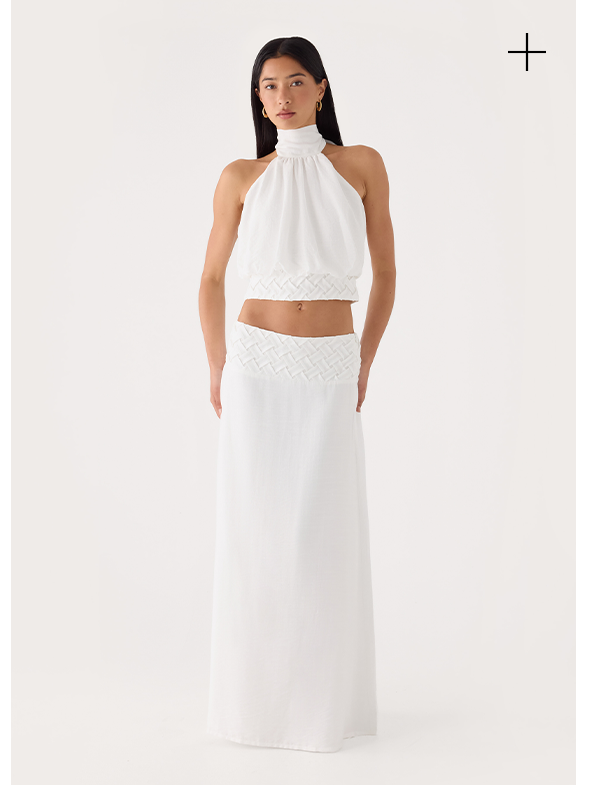 Jenna Crinkle Top & Maxi Skirt - White