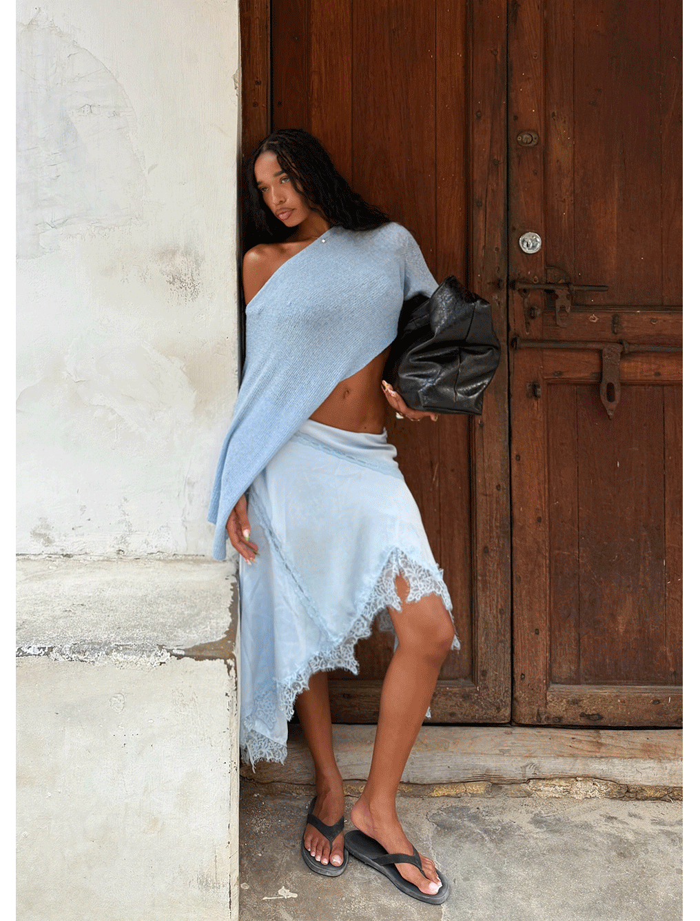 Suay Asymmetrical Midi Skirt - Blue