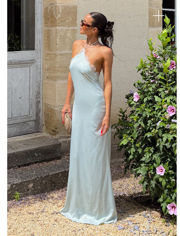 @laumulv in Samaria Halter Maxi Dress - Aqua