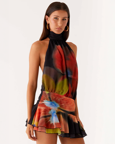 Willow Chiffon Mini Dress - Moody Floral