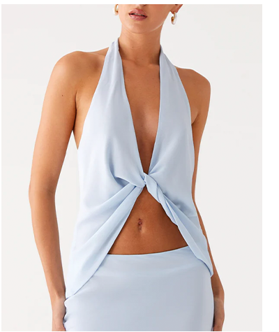 Michaella Chiffon Twist Top - Blue
