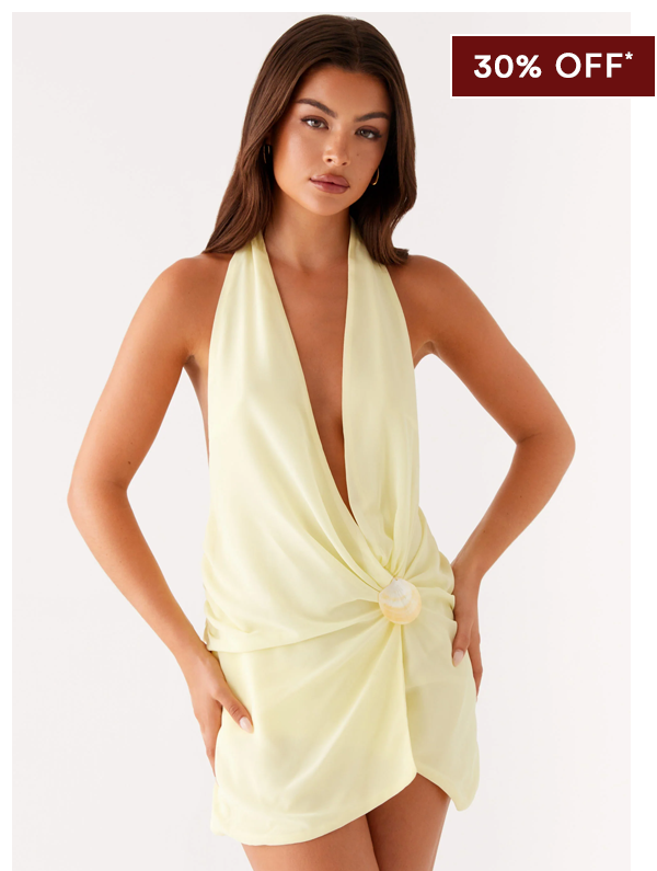 Eleanora Plunge Mini Dress - Yellow