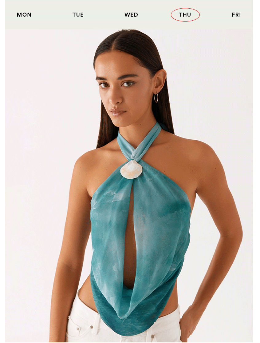 Zola Cowl Neck Shell Top - Green Tie Dye