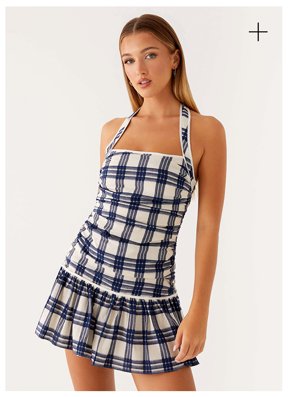 Kaylen Mini Dress - Navy Check Seersucker