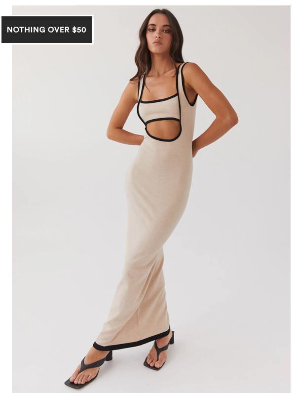Lost in Paris Knit Maxi Dress - Tapioca