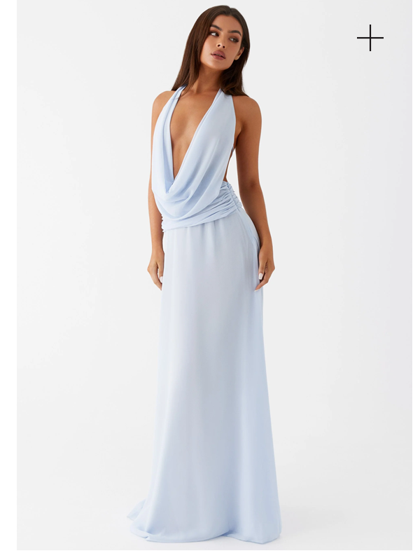 Elysia Chiffon Maxi Dress - Baby Blue