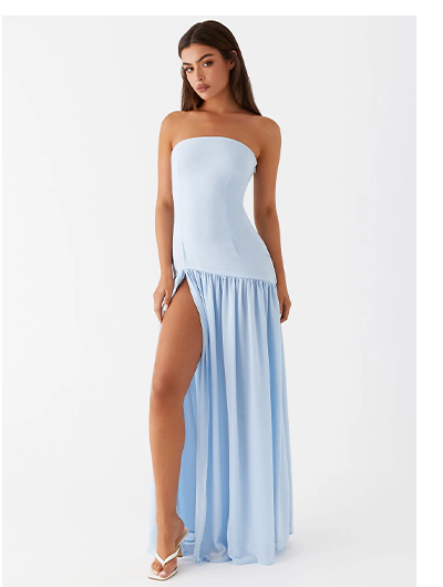 Eden Strapless Maxi Dress - Blue