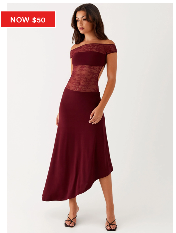 Francoise Lace Midi Dress - Burgundy