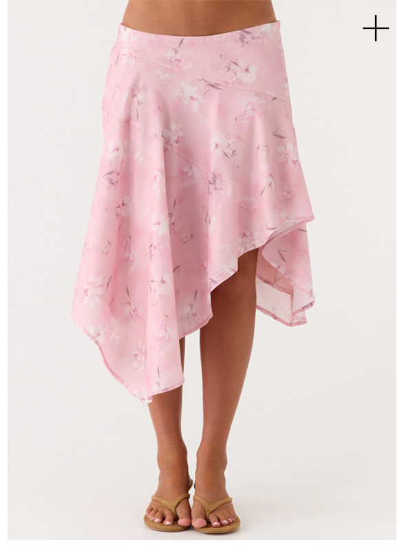 Kia Low Rise Asymmetrical Midi Skirt - Vintage Floral