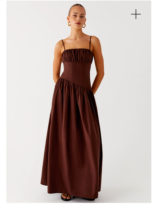 Yuna Drop Waist Maxi Dress - Chocolate